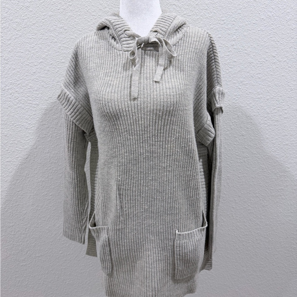 Jones New York Light Gray Knit Sweater with Neck Tie